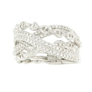 Roman Joyero Anillos<MODENA anillo de alianzas entrecruzadas con brillantes en oro