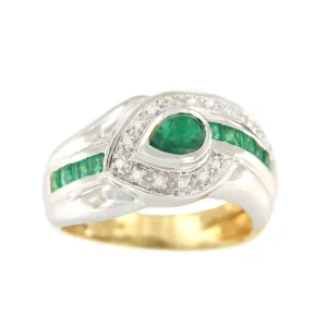 Roman Joyero Anillos<NAMIK anillo oro amarillo de 18 kts brillantes y esmeraldas