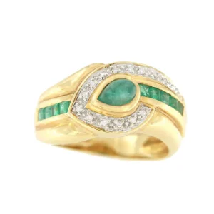 Roman Joyero Anillos<NAMIK anillo oro amarillo de 18 kts brillantes y esmeraldas