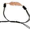Roman Joyero Pulseras<NEGRO, pulsera de macramé con plata rosada.
