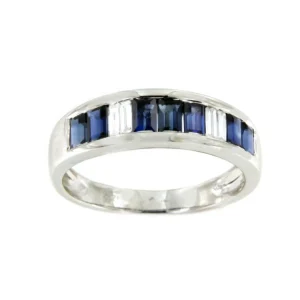 Roman Joyero Anillos<ORITAN alianza oro 18k de zafiros y diamantes en baguettes