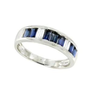 Roman Joyero Anillos<ORITAN alianza oro 18k de zafiros y diamantes en baguettes