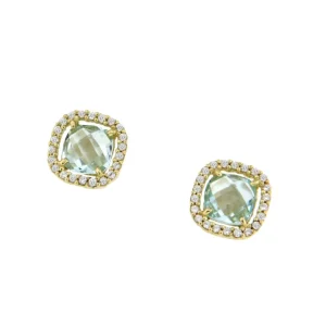 Roman Joyero Pendientes<Pendiente ACAMAR topacio azul con circonitas en oro de 18 ktes
