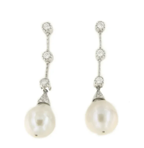 Roman Joyero Pendientes<Pendiente ACIERTO desmontable en oro de blanco de 18 ktes e hilera de brillantes