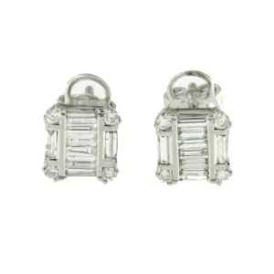 Roman Joyero Pendientes<Pendiente ALCALA corto de oro blanco con diamantes y forma cuadrada
