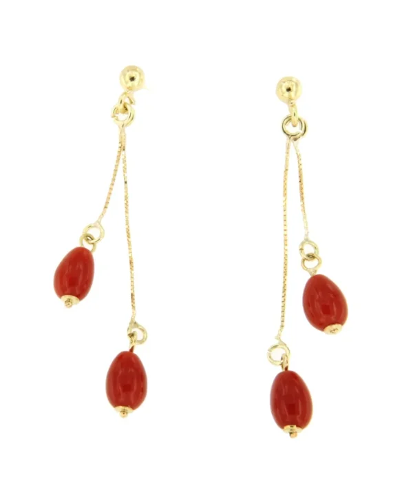 Roman Joyero Pendientes<Pendiente AMBU en oro amarillo de 18 kilates y peritas de coral.