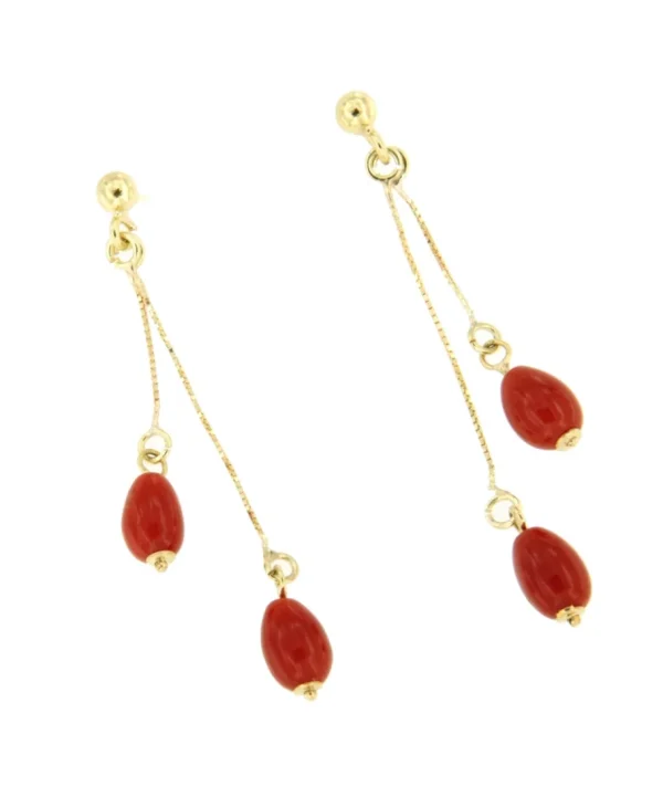 Roman Joyero Pendientes<Pendiente AMBU en oro amarillo de 18 kilates y peritas de coral.