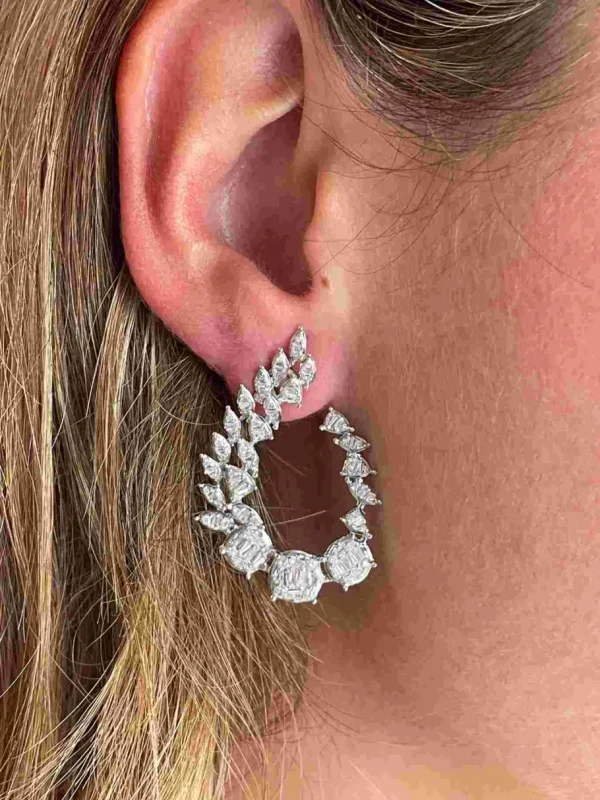 Roman Joyero Pendientes<Pendiente AMOROSO en oro blanco 18 ktes brillantes y baguettes