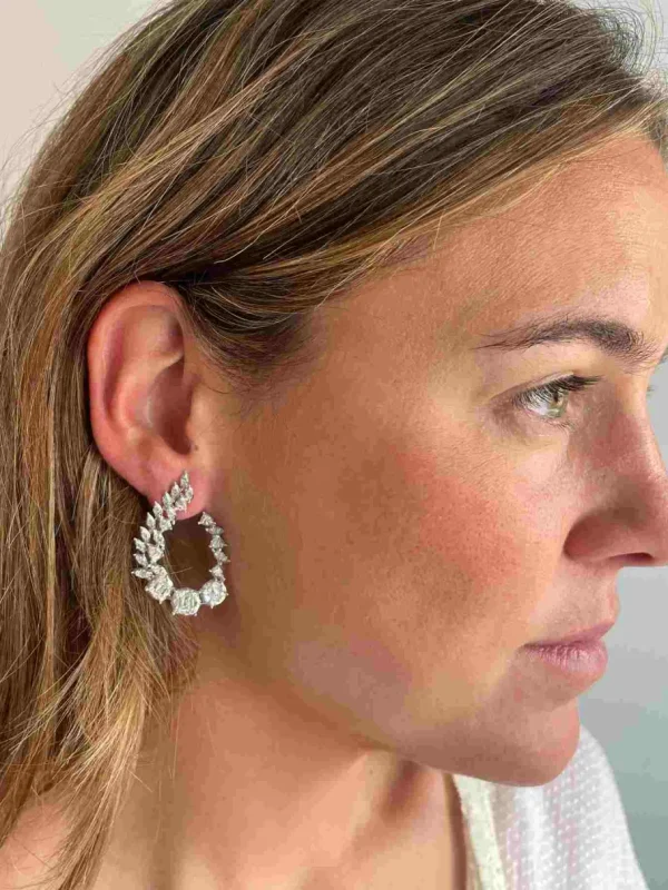 Roman Joyero Pendientes<Pendiente AMOROSO en oro blanco 18 ktes brillantes y baguettes