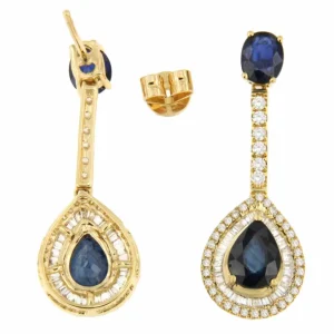 Roman Joyero Pendientes<Pendiente BOSTON oro amarillo de 18 ktes en zafiro brillantes y baguettes