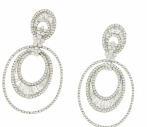 Roman Joyero Pendientes<Pendiente BUHO en oro blanco con brillantes y argollones grandes