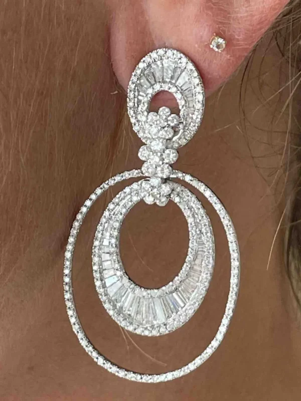 Roman Joyero Pendientes<Pendiente BUHO en oro blanco con brillantes y argollones grandes