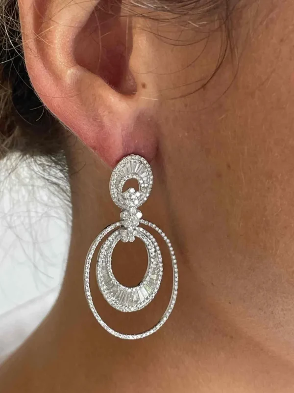 Roman Joyero Pendientes<Pendiente BUHO en oro blanco con brillantes y argollones grandes