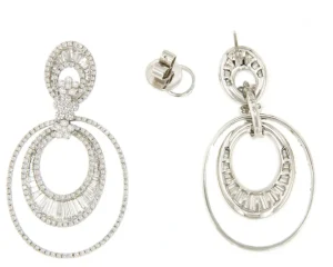 Roman Joyero Pendientes<Pendiente BUHO en oro blanco con brillantes y argollones grandes