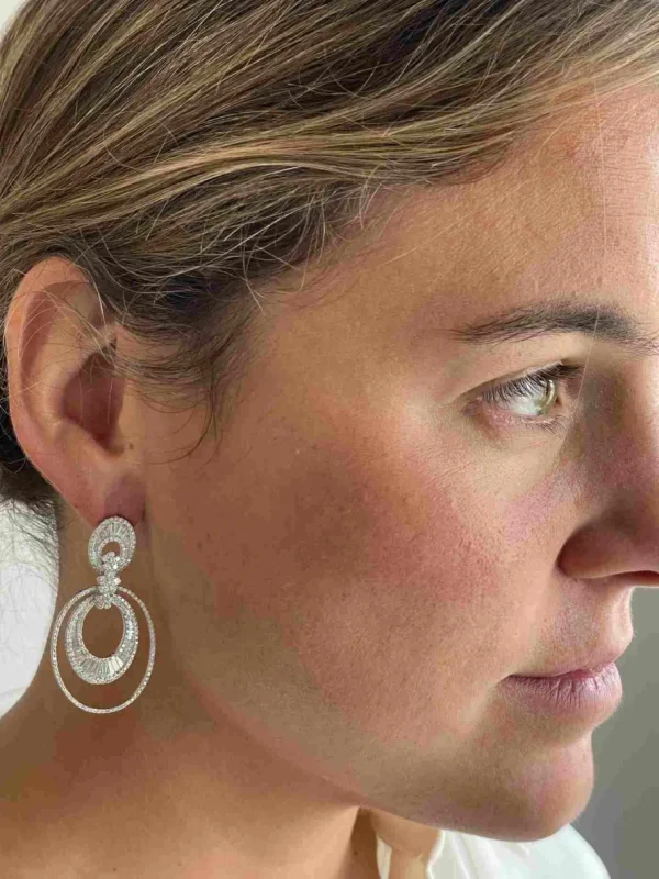 Roman Joyero Pendientes<Pendiente BUHO en oro blanco con brillantes y argollones grandes
