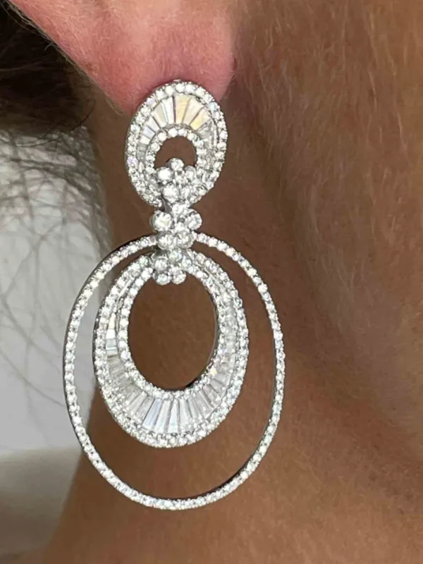 Roman Joyero Pendientes<Pendiente BUHO en oro blanco con brillantes y argollones grandes