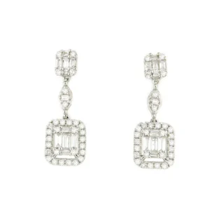 Roman Joyero Pendientes<Pendiente CANTARIN de oro blanco de 18 ktes con brillantes y baguettes