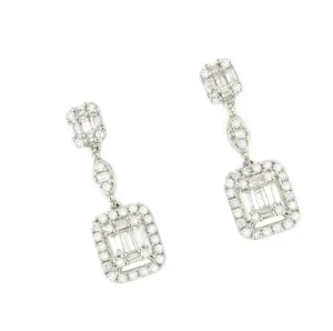 Roman Joyero Pendientes<Pendiente CANTARIN de oro blanco de 18 ktes con brillantes y baguettes