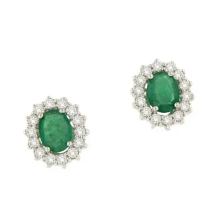 Roman Joyero Pendientes<Pendiente CARIBEÑO roseta de esmeralda y brillantes en oro blanco