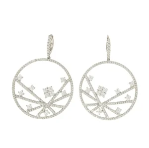Roman Joyero Pendientes<Pendiente CARMONA largo con brillantes en oro blanco 18 ktes.