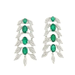 Roman Joyero Pendientes<Pendiente CASCABEL en oro blanco de 18 ktes con brillantes y onix verde