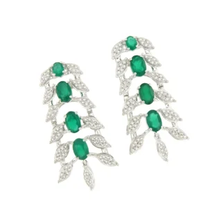 Roman Joyero Pendientes<Pendiente CASCABEL en oro blanco de 18 ktes con brillantes y onix verde