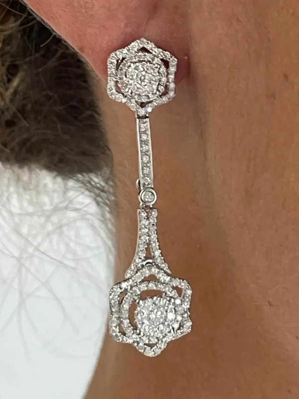 Roman Joyero Pendientes<Pendiente CELIA desmontable largo con brillantes en oro blanco