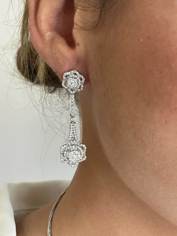 Roman Joyero Pendientes<Pendiente CELIA desmontable largo con brillantes en oro blanco