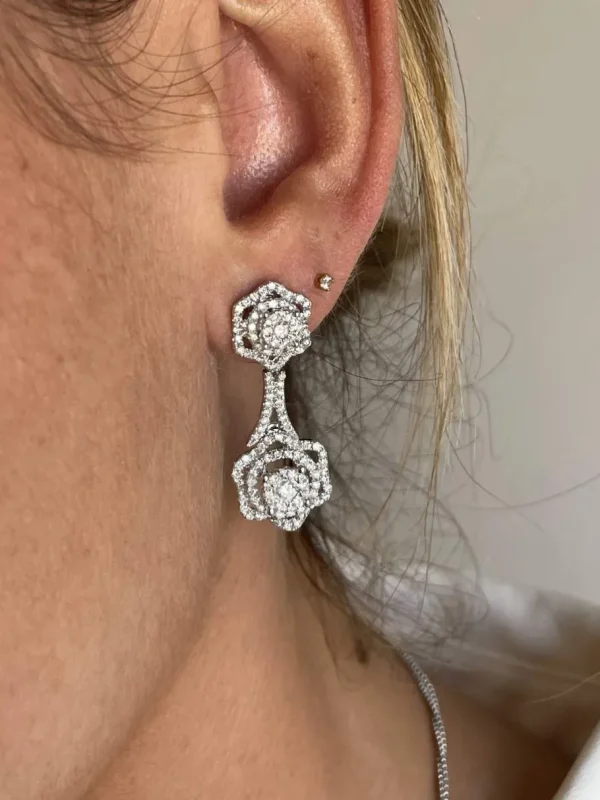 Roman Joyero Pendientes<Pendiente CELIA desmontable largo con brillantes en oro blanco