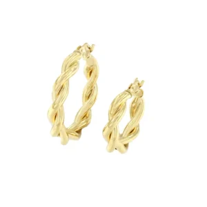 Roman Joyero Pendientes<Pendiente CESTA aros o argollas retorcidas en oro amarillo de 18 kilates