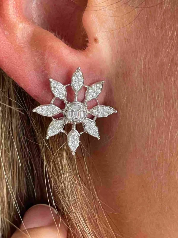 Roman Joyero Pendientes<Pendiente CLARINERO en oro blanco 18 kilates con baguettes y brillantes