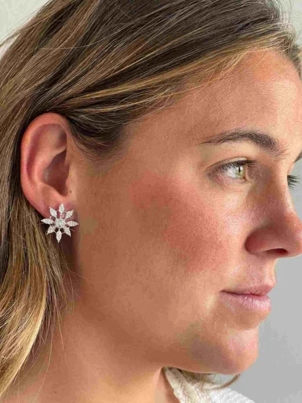 Roman Joyero Pendientes<Pendiente CLARINERO en oro blanco 18 kilates con baguettes y brillantes