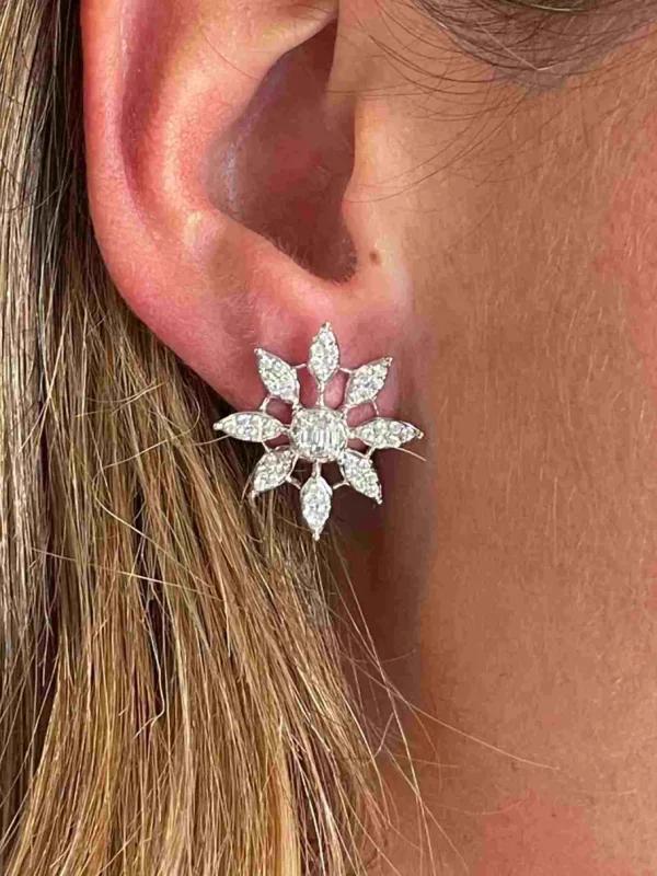 Roman Joyero Pendientes<Pendiente CLARINERO en oro blanco 18 kilates con baguettes y brillantes