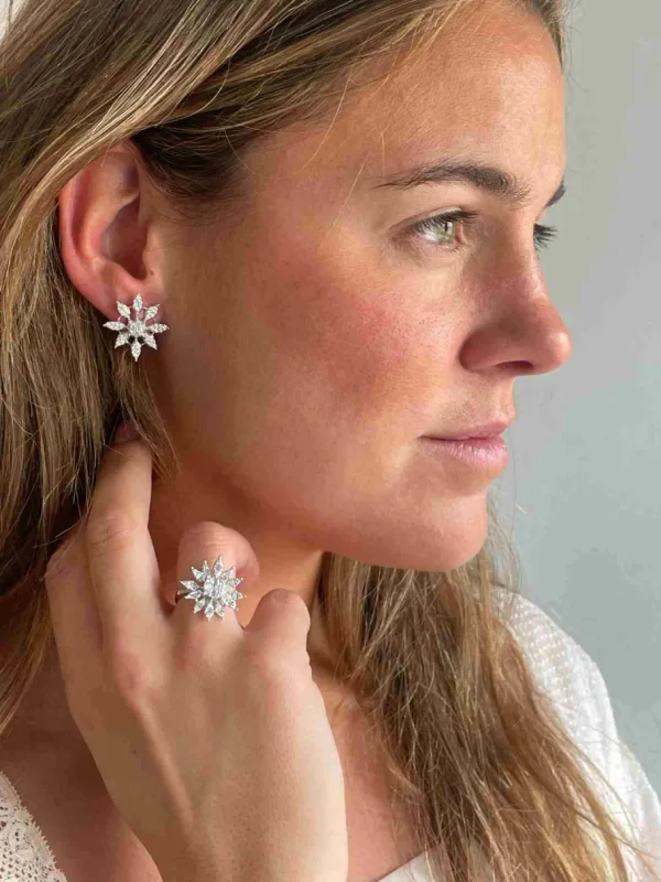 Roman Joyero Pendientes<Pendiente CLARINERO en oro blanco 18 kilates con baguettes y brillantes