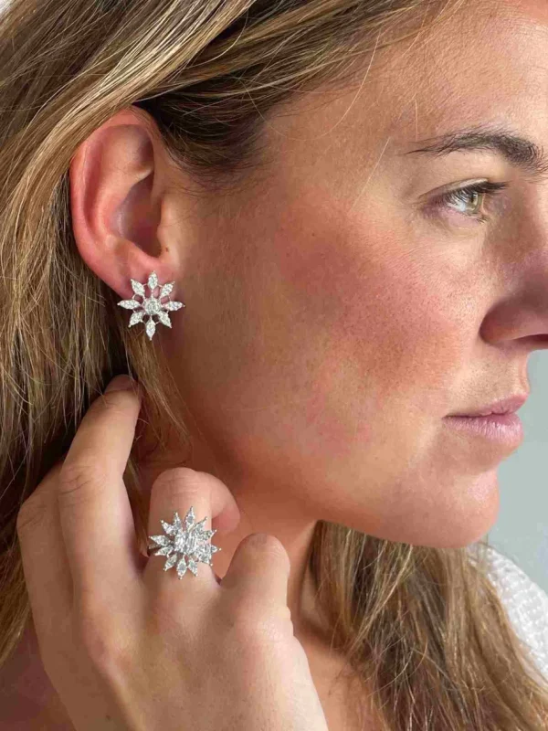 Roman Joyero Pendientes<Pendiente CLARINERO en oro blanco 18 kilates con baguettes y brillantes