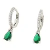 Roman Joyero Pendientes<Pendiente colgante FIFI oro blanco circonitas y cuarzos esmeraldas o zafrio