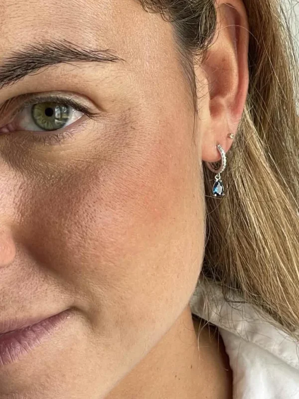 Roman Joyero Pendientes<Pendiente colgante FIFI oro blanco circonitas y cuarzos esmeraldas o zafrio