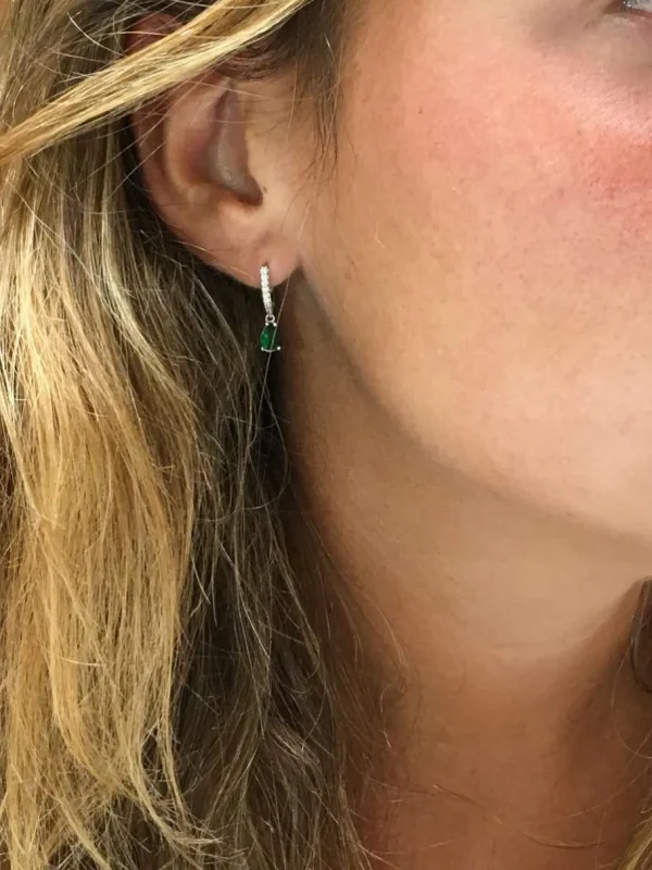Roman Joyero Pendientes<Pendiente colgante FIFI oro blanco circonitas y cuarzos esmeraldas o zafrio