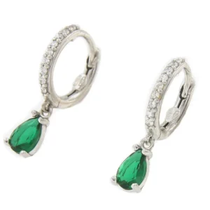 Roman Joyero Pendientes<Pendiente colgante FIFI oro blanco circonitas y cuarzos esmeraldas o zafrio