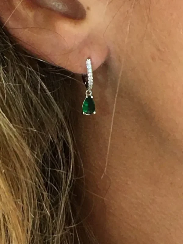 Roman Joyero Pendientes<Pendiente colgante FIFI oro blanco circonitas y cuarzos esmeraldas o zafrio