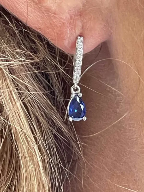 Roman Joyero Pendientes<Pendiente colgante FIFI oro blanco circonitas y cuarzos esmeraldas o zafrio