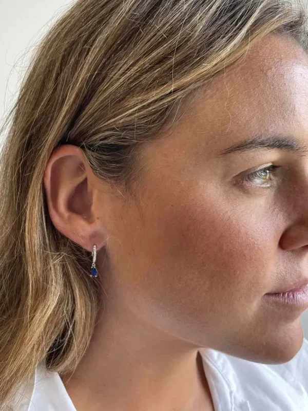 Roman Joyero Pendientes<Pendiente colgante FIFI oro blanco circonitas y cuarzos esmeraldas o zafrio