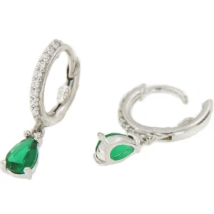 Roman Joyero Pendientes<Pendiente colgante FIFI oro blanco circonitas y cuarzos esmeraldas o zafrio
