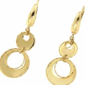 Roman Joyero Pendientes<Pendiente de oro TUNA con doble argolla colgante y cordoncitos