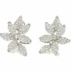 Roman Joyero Pendientes<Pendiente DELANTERO de hojas de oro blanco 18 ktes con brillantes