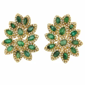Roman Joyero Pendientes<Pendiente EMERITO esmeraldas y brillantes montadas en oro amarillo 18 ktes