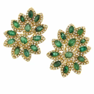 Roman Joyero Pendientes<Pendiente EMERITO esmeraldas y brillantes montadas en oro amarillo 18 ktes