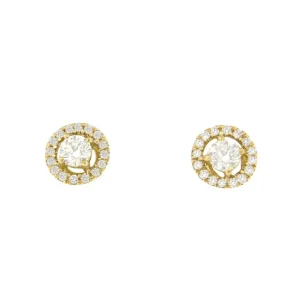 Roman Joyero Pendientes<Pendiente FERRARILLO oro amarillo de 18 ktes solitario rodeado de brillantes.