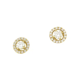 Roman Joyero Pendientes<Pendiente FERRARILLO oro amarillo de 18 ktes solitario rodeado de brillantes.