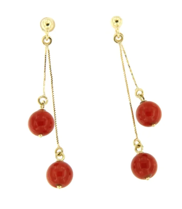 Roman Joyero Pendientes<Pendiente FINGI en oro amarillo de 18 kilates y bolas de coral.